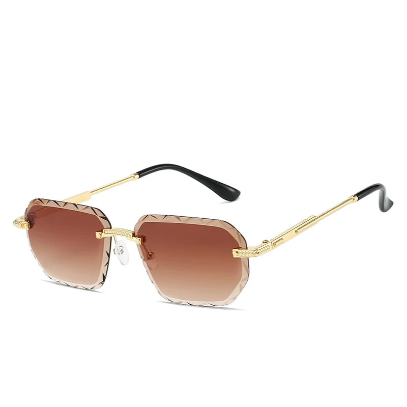 Rimless Square Metal Sun Glasses Women Men Fashion Luxury Sun Glasses Beach Travel Eyeglasses Lady Man UV400 Protective Glasses