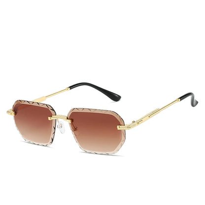 Rimless Square Metal Sun Glasses Women Men Fashion Luxury Sun Glasses Beach Travel Eyeglasses Lady Man UV400 Protective Glasses