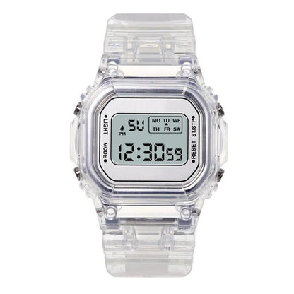 INS Electronic Watch Female Students Waterproof LED Watch Network Red Sports Transparent Small Square Watches for Women Relogio