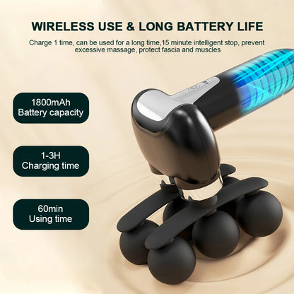 6-Heads Handhel Fascia Gun High Frequency Vibration Body Massage Gun Neck Shoulder Waist Back Handle Massager Fascia masajeador