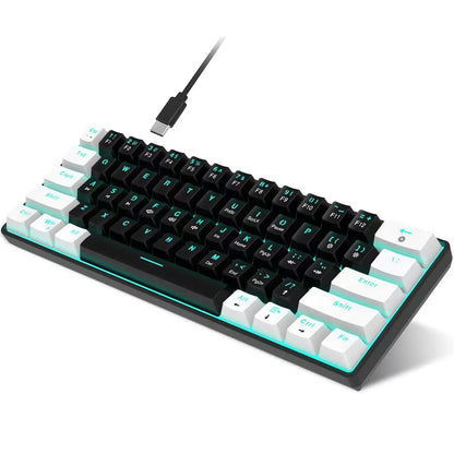 60% Mechanical Keyboard, Gaming Keyboard With Blue Switches And Sea Blue Backlit Small Compact