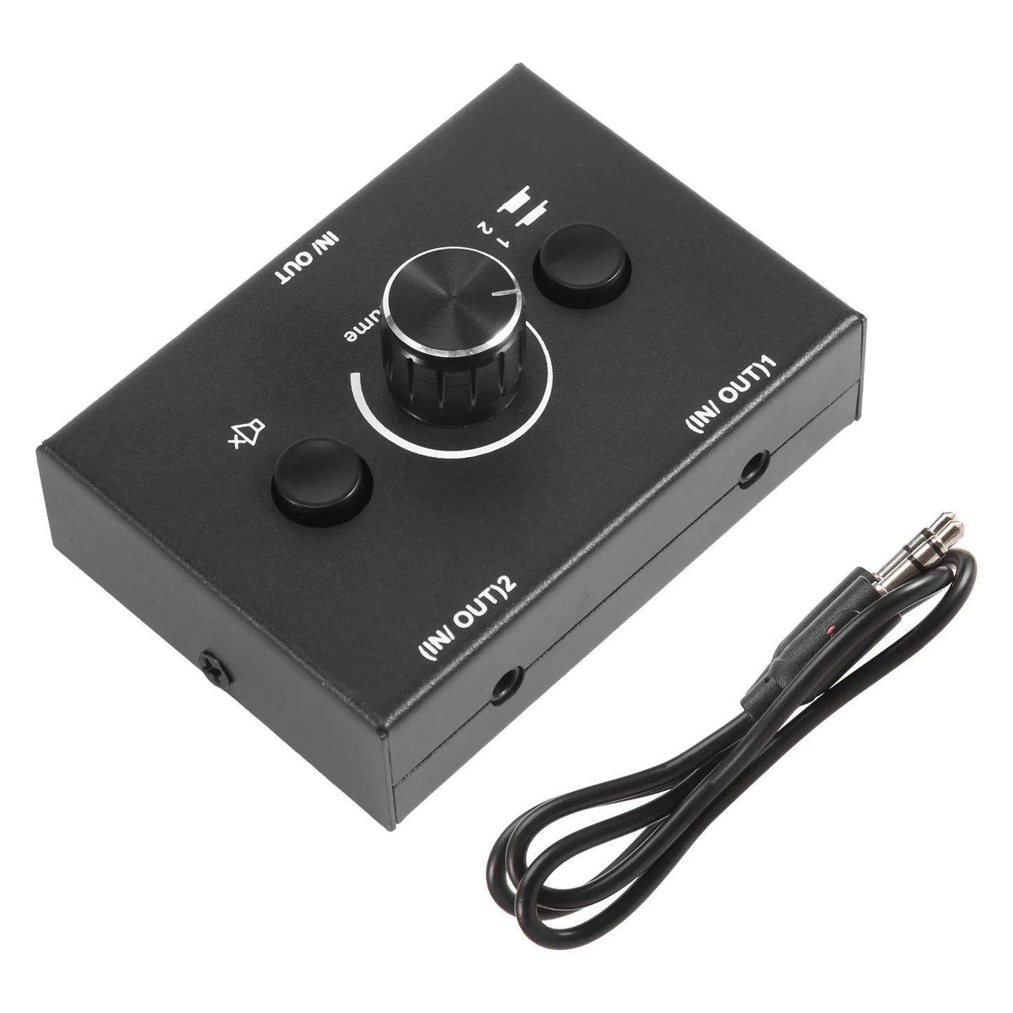 LSJD 3.5mm Audio Switcher, 2 Input 1 Output/1 Input 2 Output Audio Splitter Switcher, Audio Switcher Box, One-Key Mute Button
