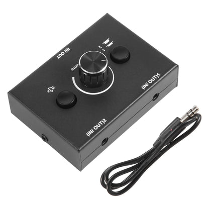 LSJD 3.5mm Audio Switcher, 2 Input 1 Output/1 Input 2 Output Audio Splitter Switcher, Audio Switcher Box, One-Key Mute Button