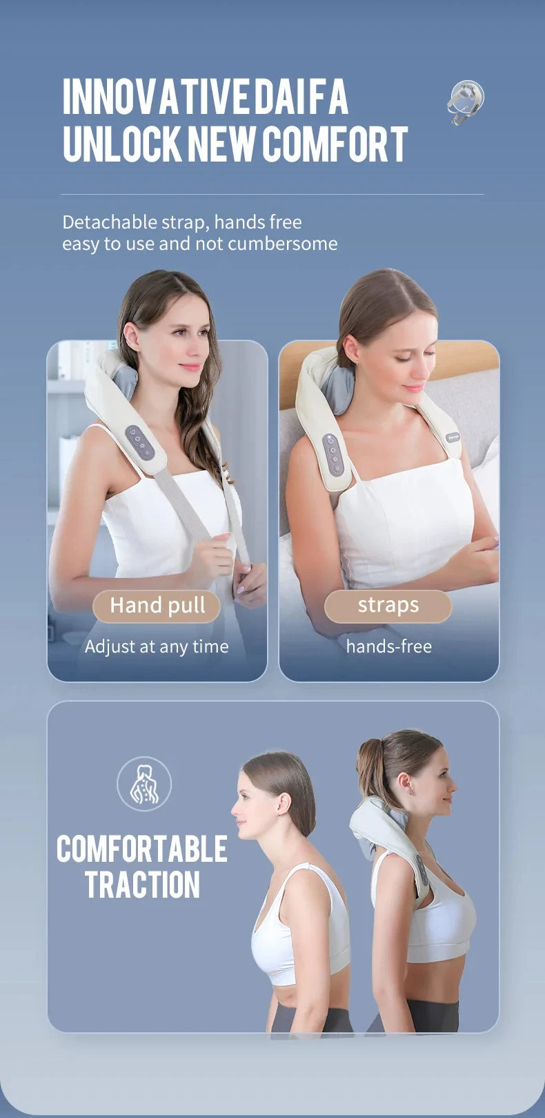 Foreverlily 26W Neck And Shoulder Massager Wireless Shoulder And Back Kneading Massage Shawl Trapezius Neck Cervical masajeador