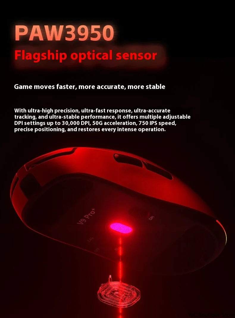 Aula V9 Ultra Wireless Gaming Mouse Custom Esports Design Dual 8K 3 Mode PAW3950 Sensor 55g Lightweight Ergonomic Accessory