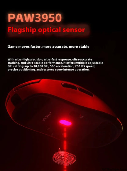 Aula V9 Ultra Wireless Gaming Mouse Custom Esports Design Dual 8K 3 Mode PAW3950 Sensor 55g Lightweight Ergonomic Accessory