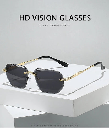 Rimless Square Metal Sun Glasses Women Men Fashion Luxury Sun Glasses Beach Travel Eyeglasses Lady Man UV400 Protective Glasses