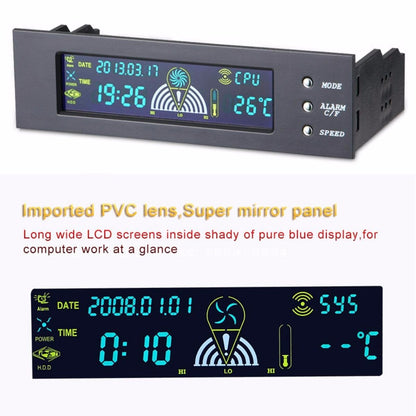 5.25 Inch 12V PC Computer Fan Controller 3 Fan Speed Controller Temperature Sensor LCD Digital Display Front Panel For PC
