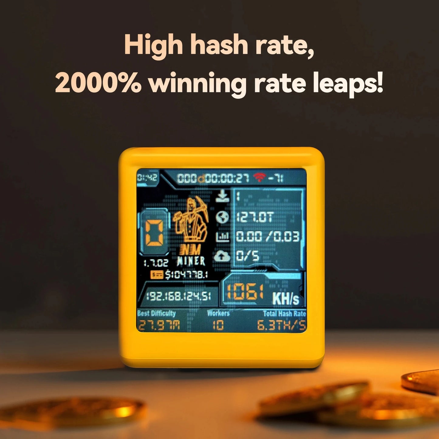 2025 Latest Nerdminer V2 1060KH/S Wi-Fi Connect Bitcoin Lottery Miner Low Power Consumption Home Use