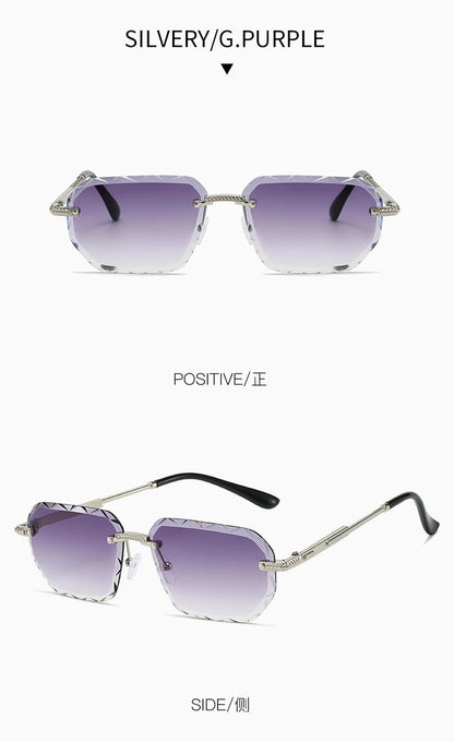 Rimless Square Metal Sun Glasses Women Men Fashion Luxury Sun Glasses Beach Travel Eyeglasses Lady Man UV400 Protective Glasses