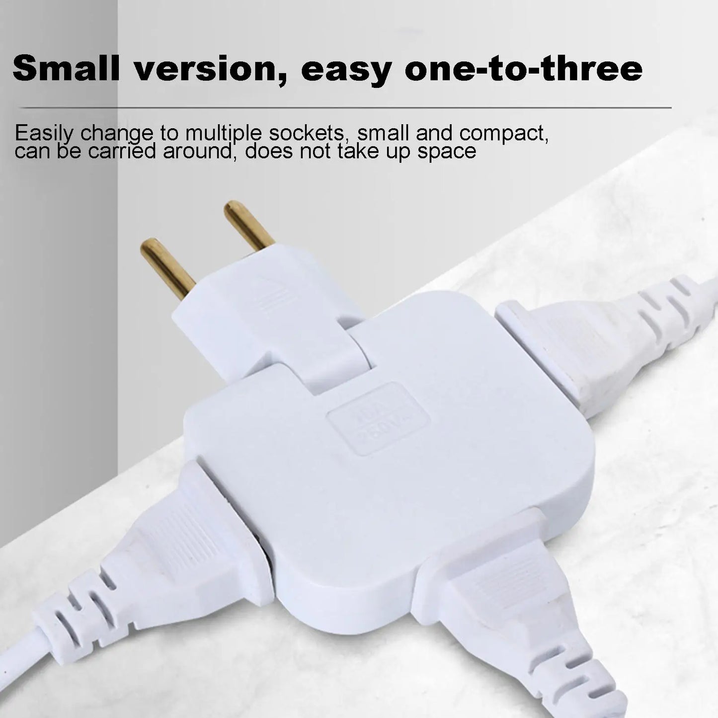 3 Way Outlet Adapters Multiple Outlet Splitter 2500W Multifunctional Space Saving Portable 180 Degree Rotating Tip Flat