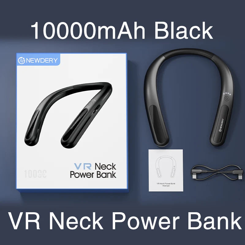 NEWDERY 10000mAh Hanging Neck Power Bank for Meta Quest 3S / 3/2 / Pro, Pico 4/4 Pro, HTC Vive, PSVR 2 Fast Charger Battery Pack