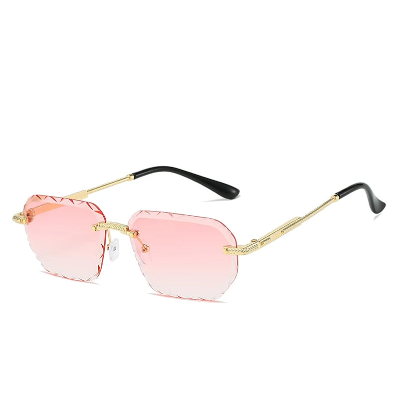 Rimless Square Metal Sun Glasses Women Men Fashion Luxury Sun Glasses Beach Travel Eyeglasses Lady Man UV400 Protective Glasses