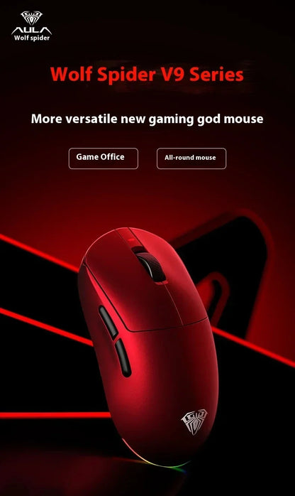 Aula V9 Ultra Wireless Gaming Mouse Custom Esports Design Dual 8K 3 Mode PAW3950 Sensor 55g Lightweight Ergonomic Accessory