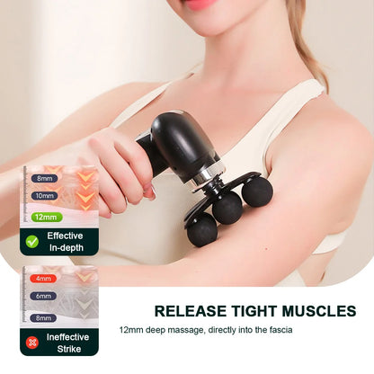 6-Heads Handhel Fascia Gun High Frequency Vibration Body Massage Gun Neck Shoulder Waist Back Handle Massager Fascia masajeador
