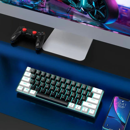 60% Mechanical Keyboard, Gaming Keyboard With Blue Switches And Sea Blue Backlit Small Compact