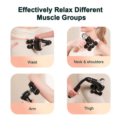 6-Heads Handhel Fascia Gun High Frequency Vibration Body Massage Gun Neck Shoulder Waist Back Handle Massager Fascia masajeador