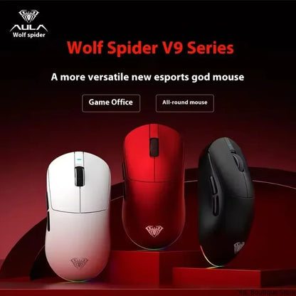 Aula V9 Ultra Wireless Gaming Mouse Custom Esports Design Dual 8K 3 Mode PAW3950 Sensor 55g Lightweight Ergonomic Accessory