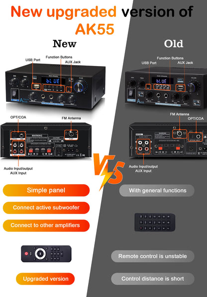 Woopker AK35/AK45/AK45 Pro/AK55 Digital Amplifier Bluetooth Sound Amplifier 2 Channel HIFi FM USB Audio Amp For Home Car Karaoke