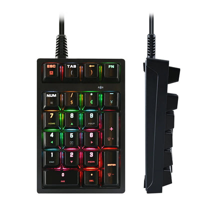 21 Key Digital Keyboard Wired Ergonomic RGB Backlit Mechanical Keyboard Keycaps Sensitive for Desktop Laptop for Office Business