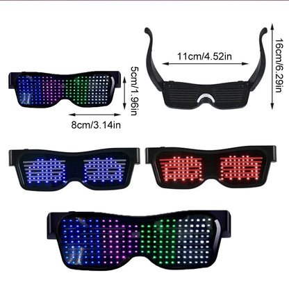 Bluetooth LED Glasses DIY Multilingual Text Graffiti RGBW/RED/Green Color for Halloween Party Rave Music Festival Glow Glasses