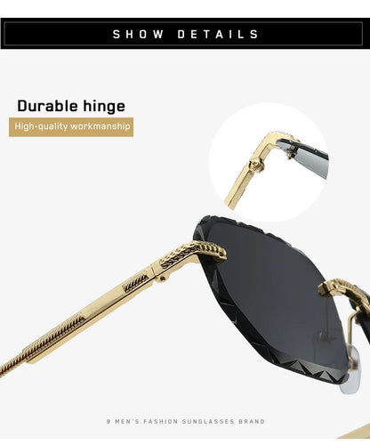 Rimless Square Metal Sun Glasses Women Men Fashion Luxury Sun Glasses Beach Travel Eyeglasses Lady Man UV400 Protective Glasses