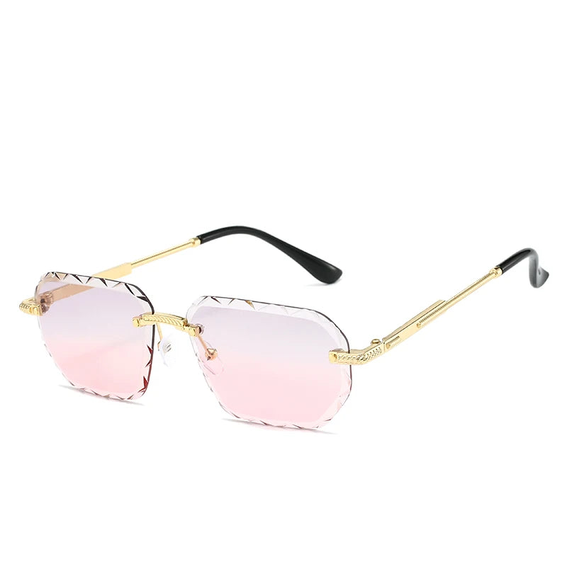 Rimless Square Metal Sun Glasses Women Men Fashion Luxury Sun Glasses Beach Travel Eyeglasses Lady Man UV400 Protective Glasses