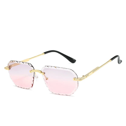 Rimless Square Metal Sun Glasses Women Men Fashion Luxury Sun Glasses Beach Travel Eyeglasses Lady Man UV400 Protective Glasses
