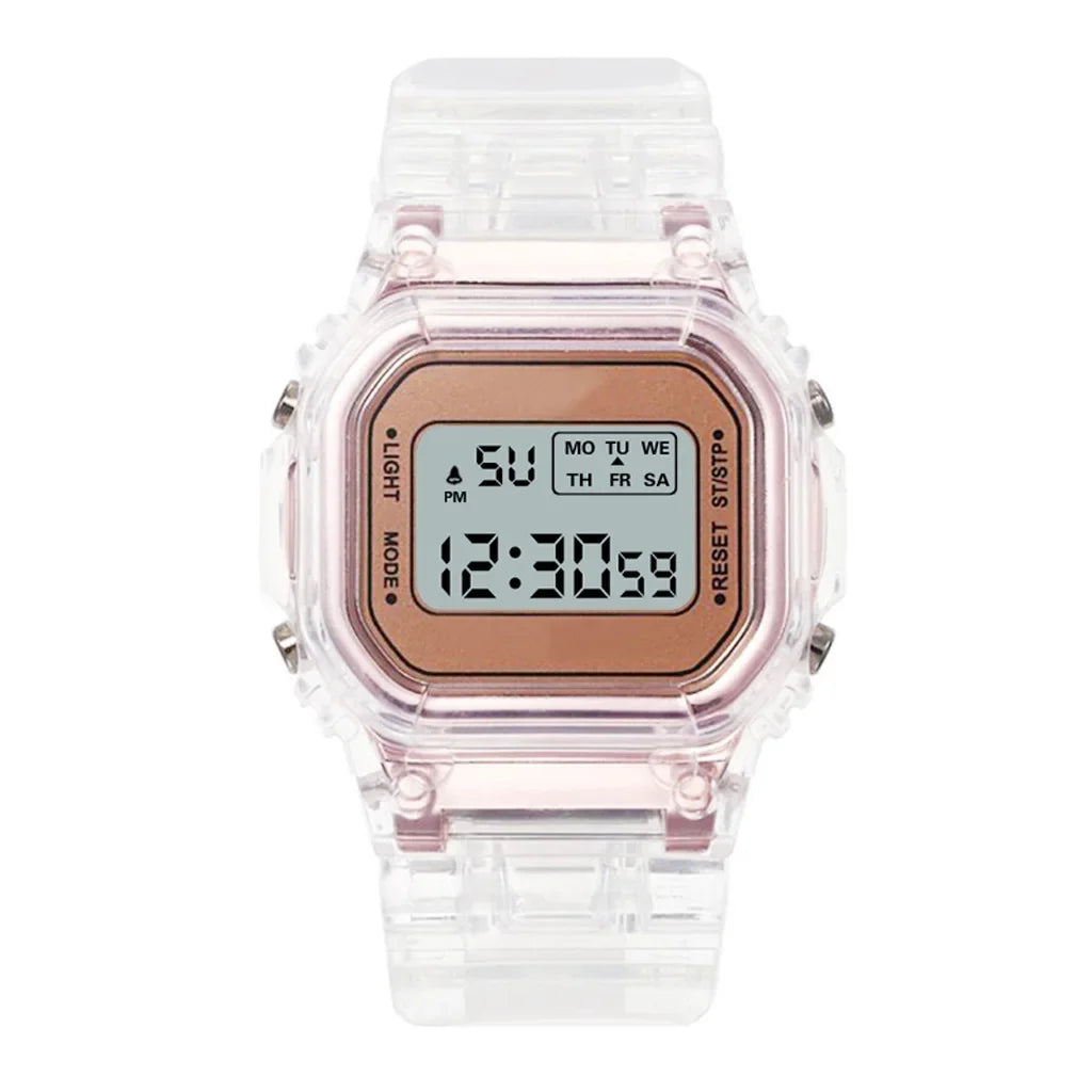 INS Electronic Watch Female Students Waterproof LED Watch Network Red Sports Transparent Small Square Watches for Women Relogio