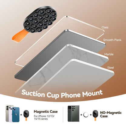 Joyroom Upgraded Magnetic Suction Cup Phone Mount Mirror Shower Silicone Suction Phone Case Grip Holder For iPhone JR-ZS393-S