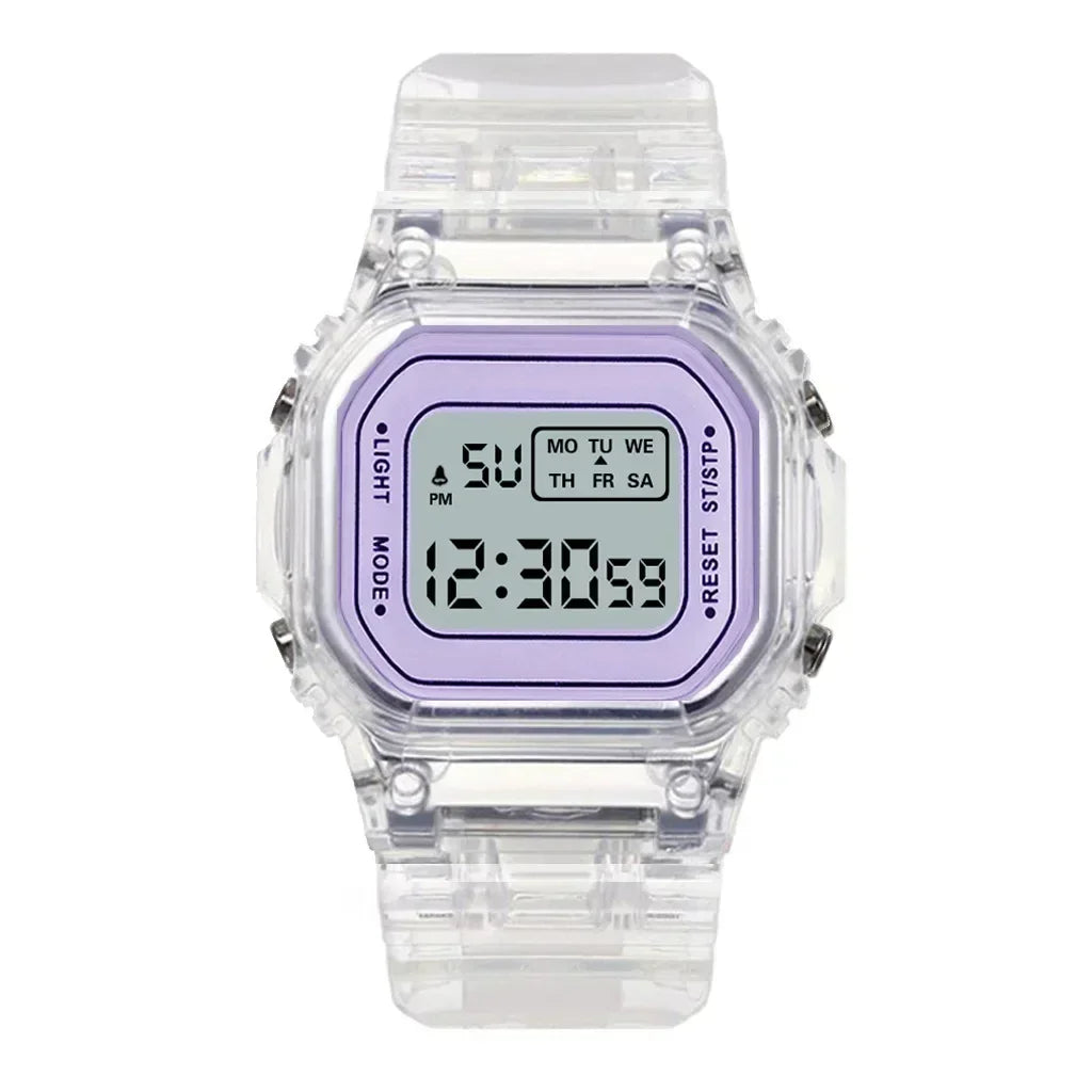 INS Electronic Watch Female Students Waterproof LED Watch Network Red Sports Transparent Small Square Watches for Women Relogio