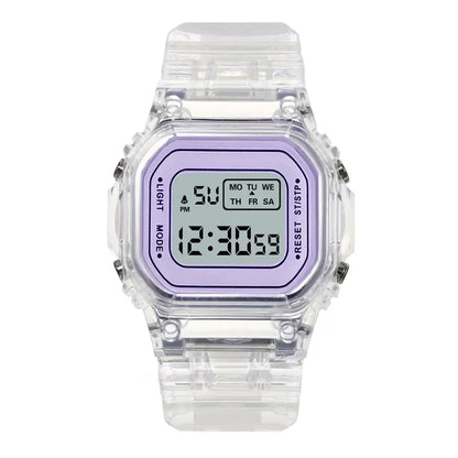 INS Electronic Watch Female Students Waterproof LED Watch Network Red Sports Transparent Small Square Watches for Women Relogio