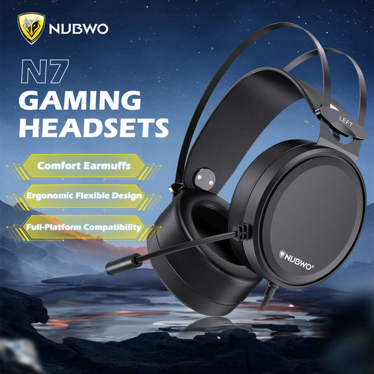 NUBWO N7 Gaming Headsets for PS4/PS5/Switch/Xbox One Wired Gaming Headphones with Noise Canceling Mic Over Ear Gaming Headphones