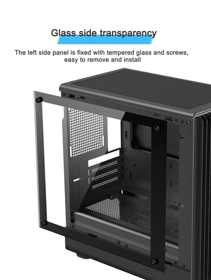Power Train V1 MATX ITX Chassis Desktop Computer Side Transparent Glass Vertical Host Support 240/280 Water Cooling PC Case