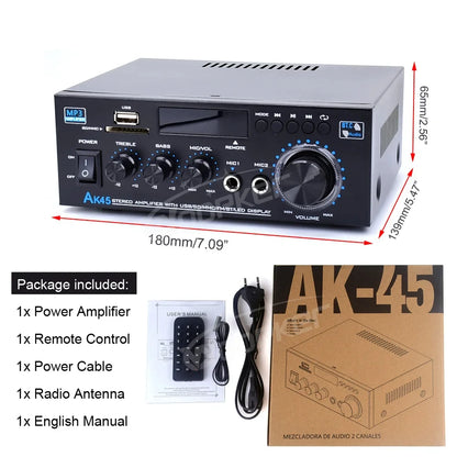 Woopker AK35/AK45/AK45 Pro/AK55 Digital Amplifier Bluetooth Sound Amplifier 2 Channel HIFi FM USB Audio Amp For Home Car Karaoke