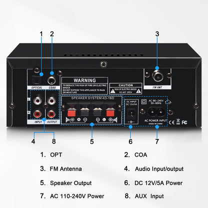 Woopker AK35/AK45/AK45 Pro/AK55 Digital Amplifier Bluetooth Sound Amplifier 2 Channel HIFi FM USB Audio Amp For Home Car Karaoke