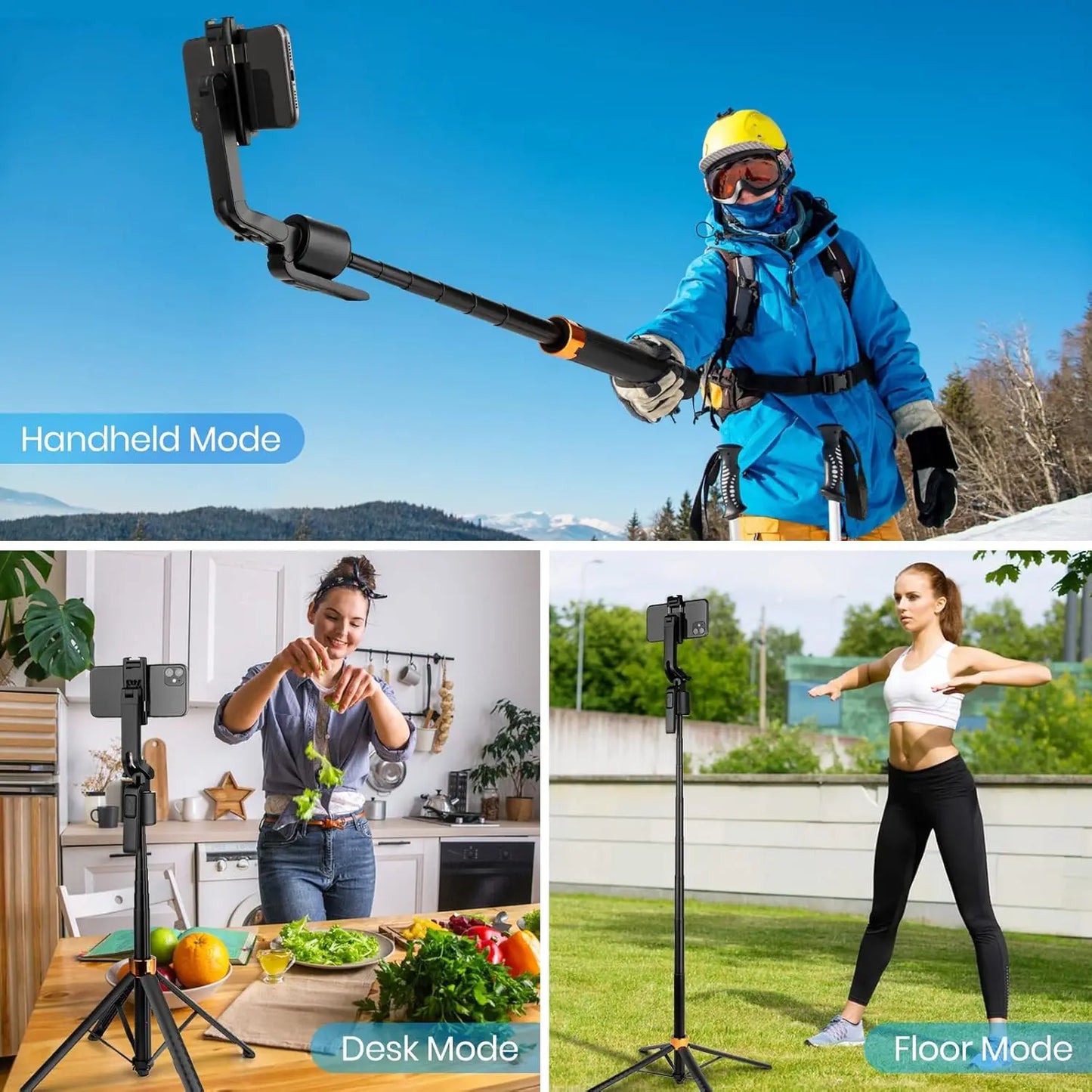 180cm/71in Tall Foldable Tripod, Auto Face Tracking Gimbal Bluetooth Remote Control Selfie Stick, Mobile Phone Bracket for Video