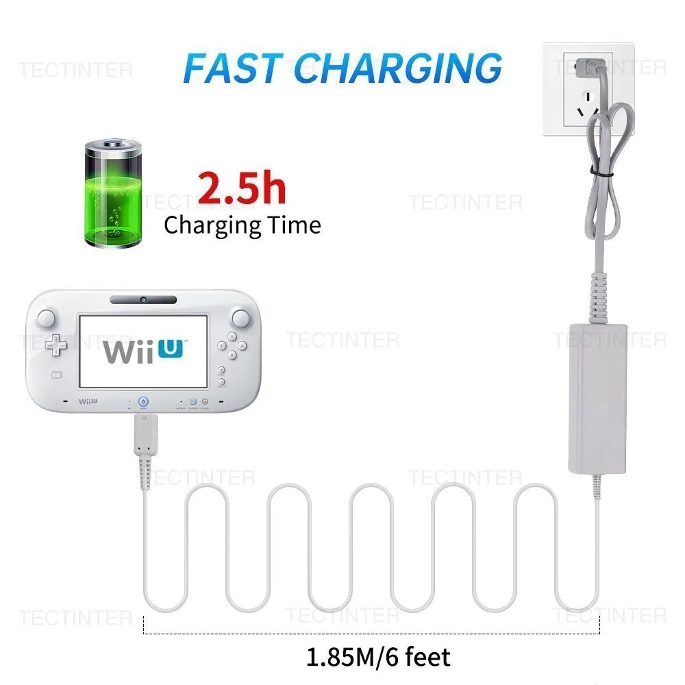 AC Charger Adapter for Nintendo Wii U Gamepad Charging Cable Controller Joystick EU Plug Home Wall Power Supply for WiiU Pad