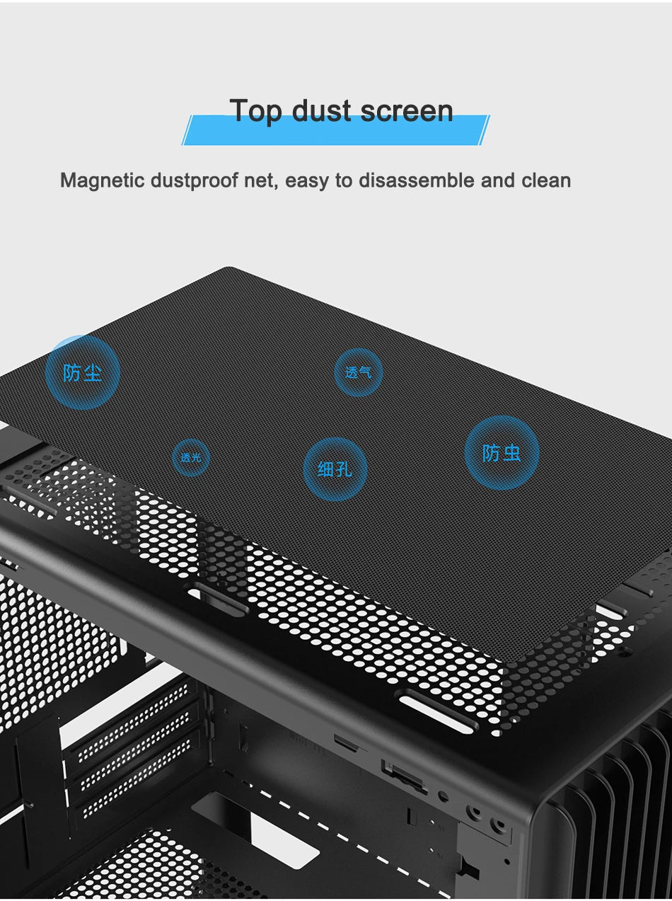 Power Train V1 MATX ITX Chassis Desktop Computer Side Transparent Glass Vertical Host Support 240/280 Water Cooling PC Case