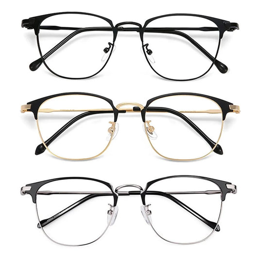 Classic Semi Rimless Anti Blue Light Blocking Glasses Metal Frame Men Square Ray Filter Eyeglasses Frames Computer Women Goggles
