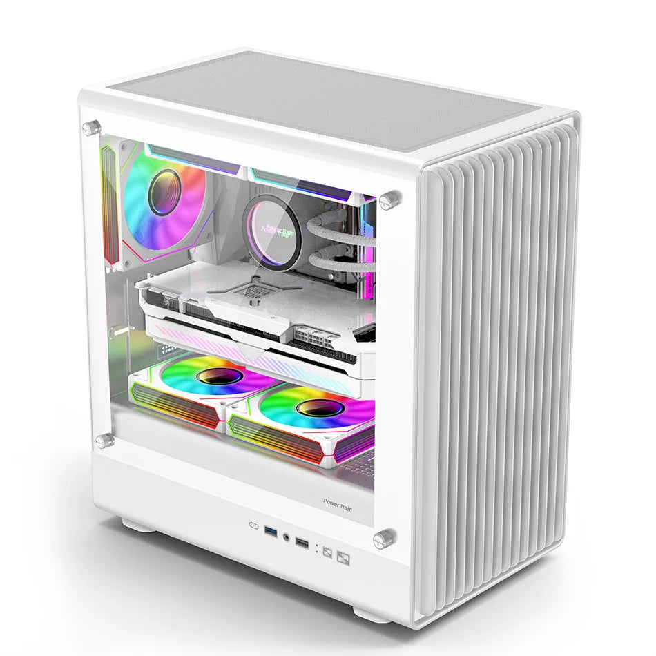 Power Train V1 MATX ITX Chassis Desktop Computer Side Transparent Glass Vertical Host Support 240/280 Water Cooling PC Case