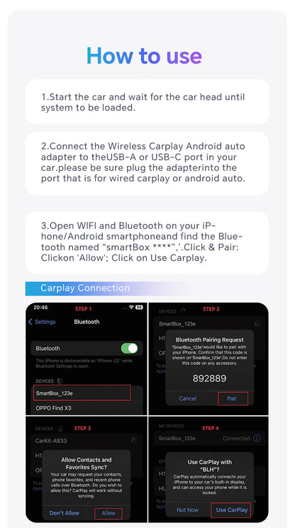 NEW Wireless Mini Box 2in1 CarPlay Android Auto Wireless Mini Box Adapter Smart Plug And Play Dongle Bluetooth WiFi Fast Connect