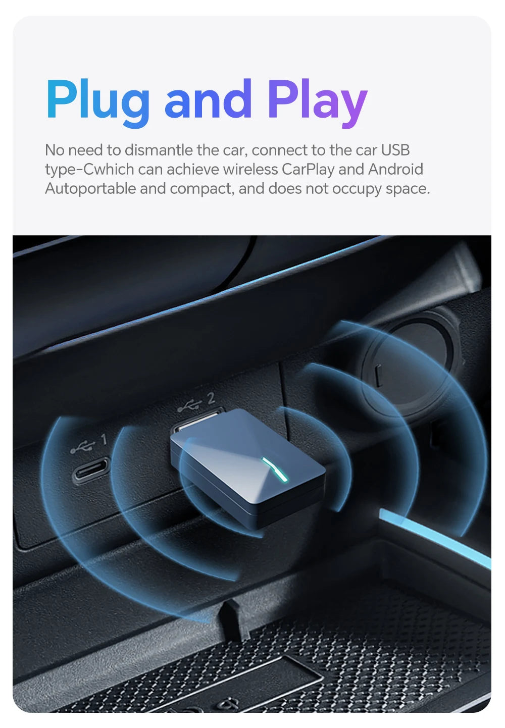 NEW Wireless Mini Box 2in1 CarPlay Android Auto Wireless Mini Box Adapter Smart Plug And Play Dongle Bluetooth WiFi Fast Connect