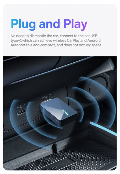 NEW Wireless Mini Box 2in1 CarPlay Android Auto Wireless Mini Box Adapter Smart Plug And Play Dongle Bluetooth WiFi Fast Connect