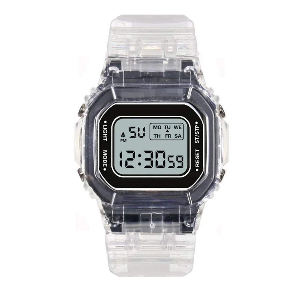 INS Electronic Watch Female Students Waterproof LED Watch Network Red Sports Transparent Small Square Watches for Women Relogio
