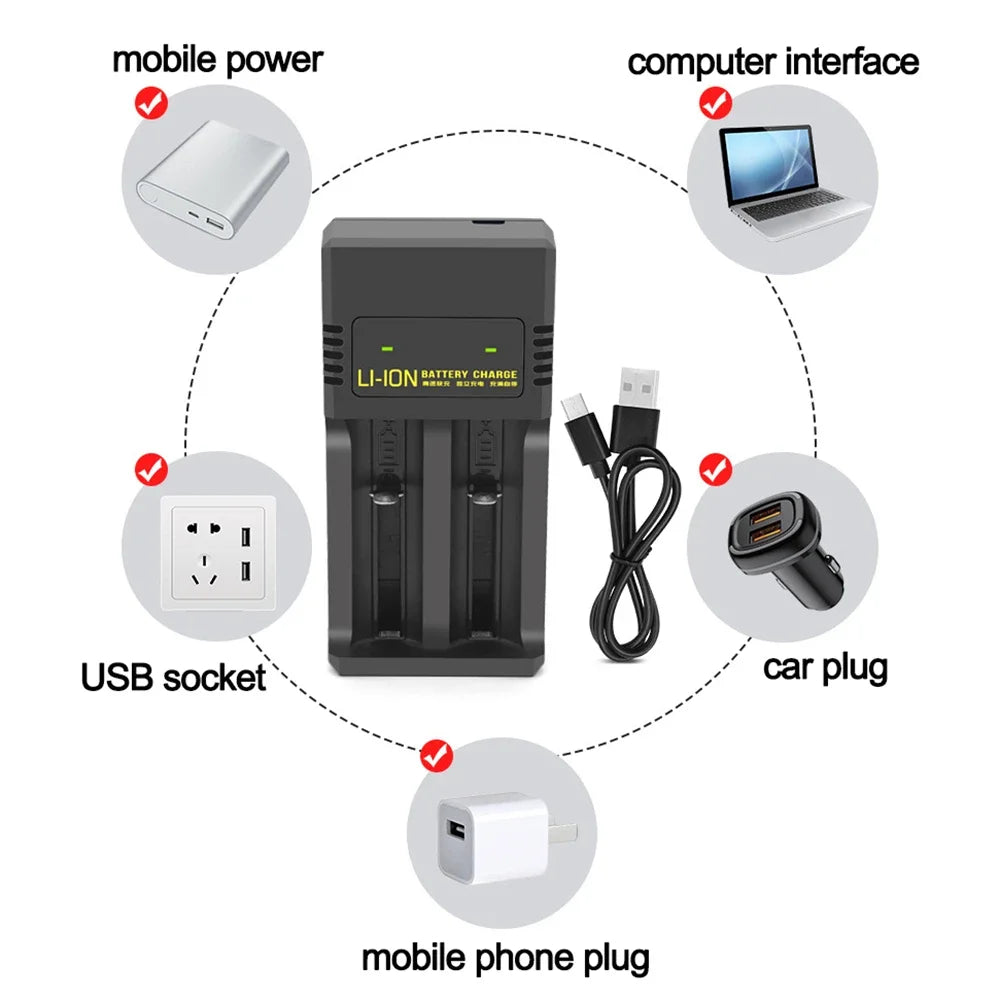 1/2 Slots 18650 Charger 3.7V-4.2V Rechargeable Li-ion Battery Charger Lithium Batteries Charging Adapter For 18650 26650 14500