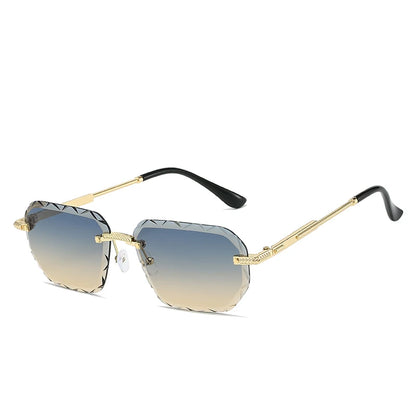 Rimless Square Metal Sun Glasses Women Men Fashion Luxury Sun Glasses Beach Travel Eyeglasses Lady Man UV400 Protective Glasses