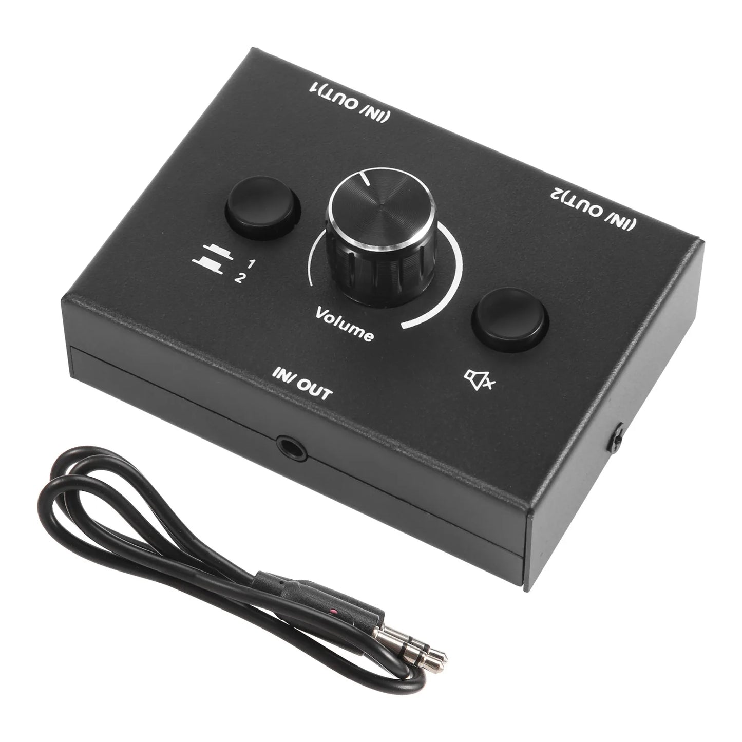 LSJD 3.5mm Audio Switcher, 2 Input 1 Output/1 Input 2 Output Audio Splitter Switcher, Audio Switcher Box, One-Key Mute Button