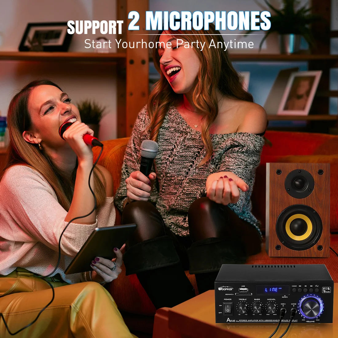 Woopker AK35/AK45/AK45 Pro/AK55 Digital Amplifier Bluetooth Sound Amplifier 2 Channel HIFi FM USB Audio Amp For Home Car Karaoke
