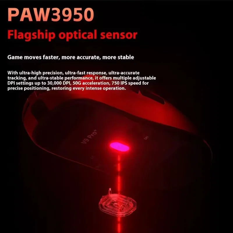 Aula V9 Ultra Wireless Gaming Mouse Custom Esports Design Dual 8K 3 Mode PAW3950 Sensor 55g Lightweight Ergonomic Accessory